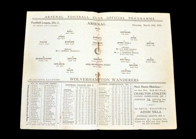 Arsenal v Wolves 18.03.1933