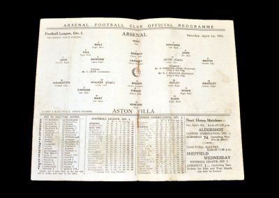 Arsenal v Aston Villa 01.04.1933