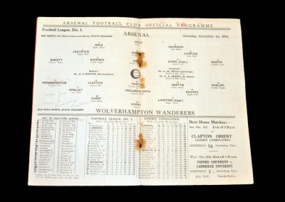 Arsenal v Wolves 01.12.1934