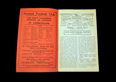 Arsenal v Aston Villa 24.09.1938