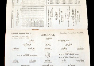 Arsenal v Leicester 19.11.1938