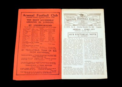 Arsenal v Stoke 17.12.1938