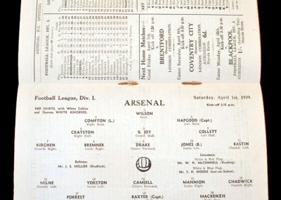 Arsenal v Middlesbrough 01.04.1939