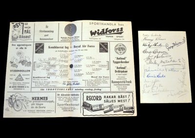 Sweden v RAF 26.05.1946 (with signed menu)