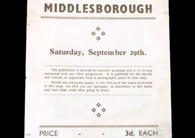 West Brom v Middlesbrough 29.09.1951 (Pirate)