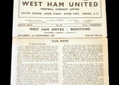 West Ham v Brentford 01.11.1952