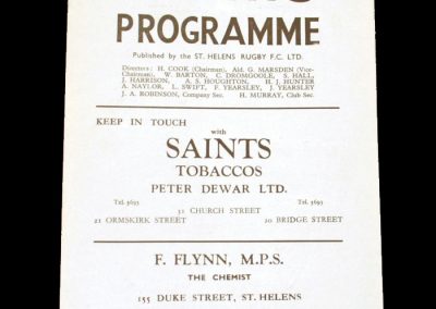 St Hellens v Belle Vue 02.04.1955 (Rugby League - last season for Belle Vue)