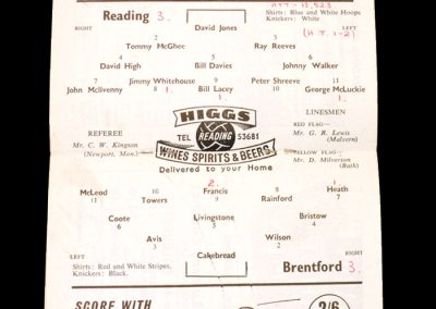 Reading v Brentford 05.09.1959