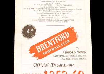 Brentford v Ashford 14.11.1959 - FA Cup 1st Round