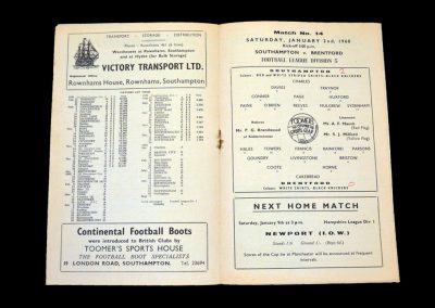 Southampton v Brentford 02.01.1960