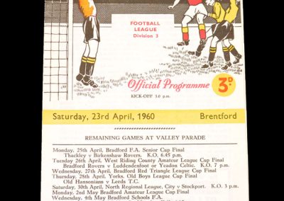 Bradford City v Brentford 23.04.1960