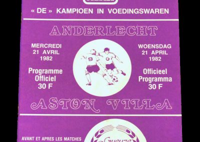 Anderlecht v Aston Villa 21.04.1982 - Semi Final 2nd Leg (0-0)