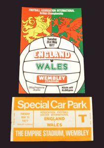 England v Wales 31.05.1977 (with car park ticket)