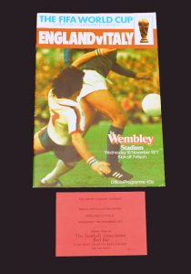 England v Italy 16.11.1977 (with bar ticket - DT was there)