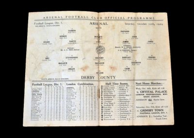 Arsenal v Derby 12.10.1929