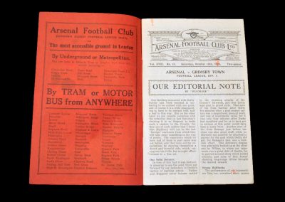 Arsenal v Grimsby Town 19.10.1929