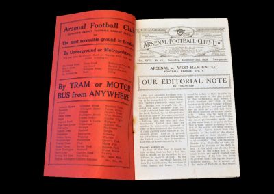 Arsenal v West Ham 02.11.1929