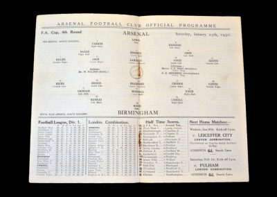 Arsenal v Birmingham 25.01.1930 - FA Cup 4th Round