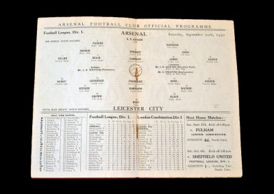 Arsenal v Leicester 20.09.1930