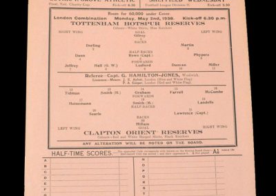 Spurs Reserves v Clapton Orient Reserves 02.05.1938