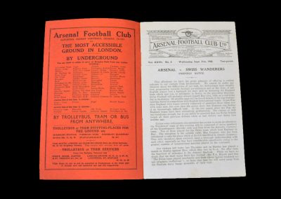 Arsenal v Swiss Wandererers 21.09.1938 (Friendly)