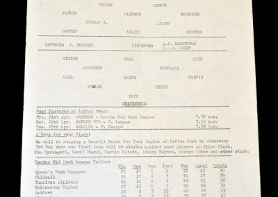 QPR Reserves v Colchester Reserves 18.04.1967