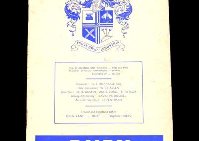 Bury v Swindon 06.02.1960