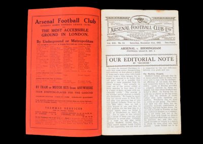 Arsenal v Birmingham 31.12.1932
