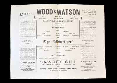Durham City v Blackhall 13.10.1954 - FA Cup 2 Qualfying Round