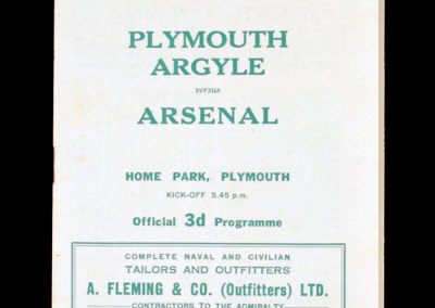 Plymouth v Arsenal 10.09.1952