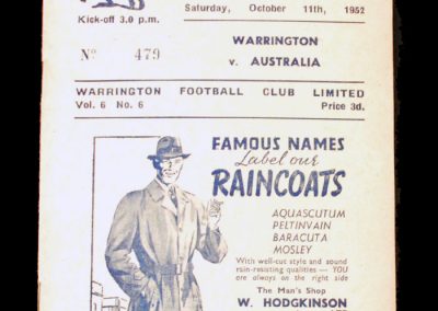 Warrington v Australians 11.10.1952 (listed but dnp)