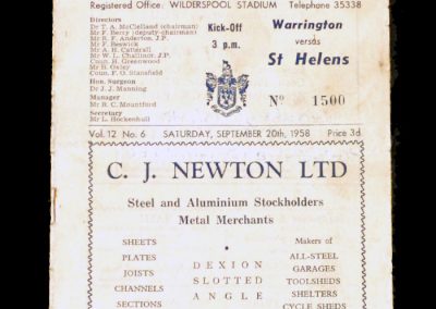 Warrington v St Helens 20.09.1958 (2000th career point)