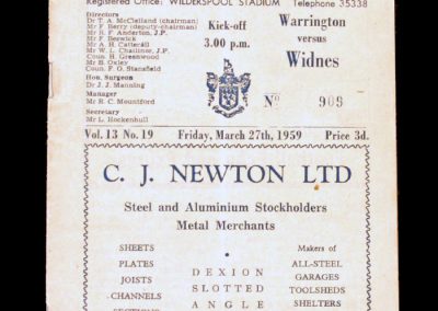Warrington v Widnes 27.03.1959 (2000th Warrington point)