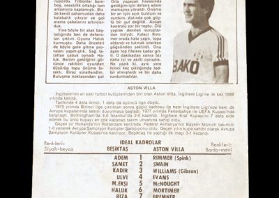 Besiktas v Aston Villa 29.09.1982