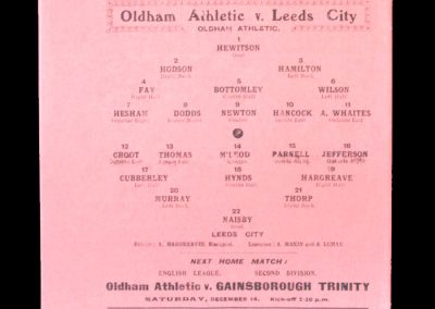Oldham v Leeds City 30.10.1907 [reprint]