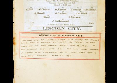 Leeds City v Lincoln 25.09.1915 (Teamsheet)