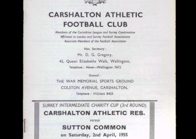Carshalton Reserves v Sutton Common 02.04.1955