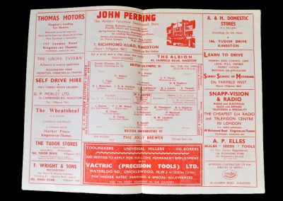 Universities v Olympic 11 27.10.1956