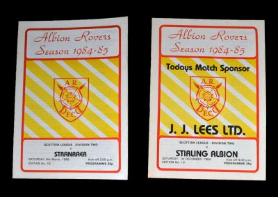 Albion Rovers v Stirling 01.12.1984 & Albion Rovers v Stranraer 09.03.1985