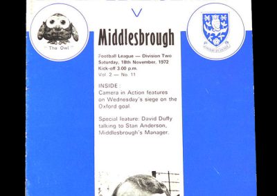 Middlesbrough v Sheff Wed 18.11.1972