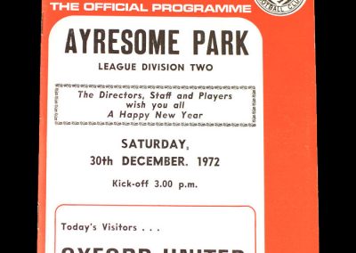 Middlesbrough v Oxford 30.12.1972