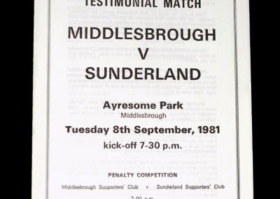 Middlesbrough v Sunderland 08.09.1981 - Jim Platt Testimonial