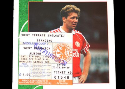 Middlesbrough v West Brom 08.12.1990 (postponed inc ticket)