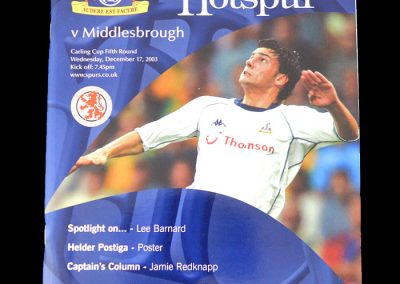 Middlesbrough v Spurs 17.12.2003 (League Cup 5th Round)