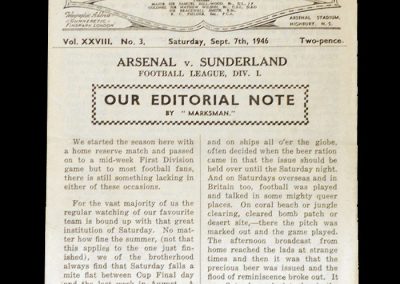 Arsenal v Sunderland 07.09.1946