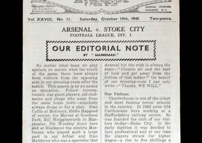 Arsenal v Stoke 19.10.1946