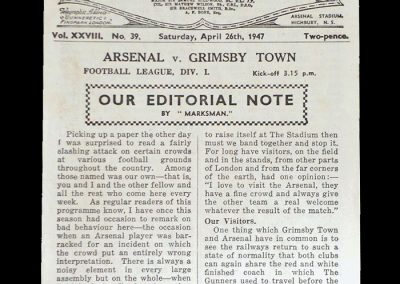 Arsenal v Grimsby 26.04.1947