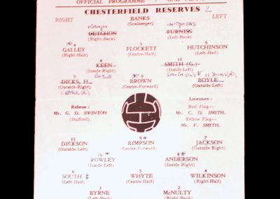 Chesterfield Reserves v Liverpool Reserves 21.01.1956 (Banks in goal for Chesterfield)